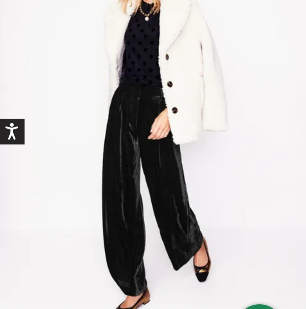 NWT Boden Chiswick Black Velvet Pants